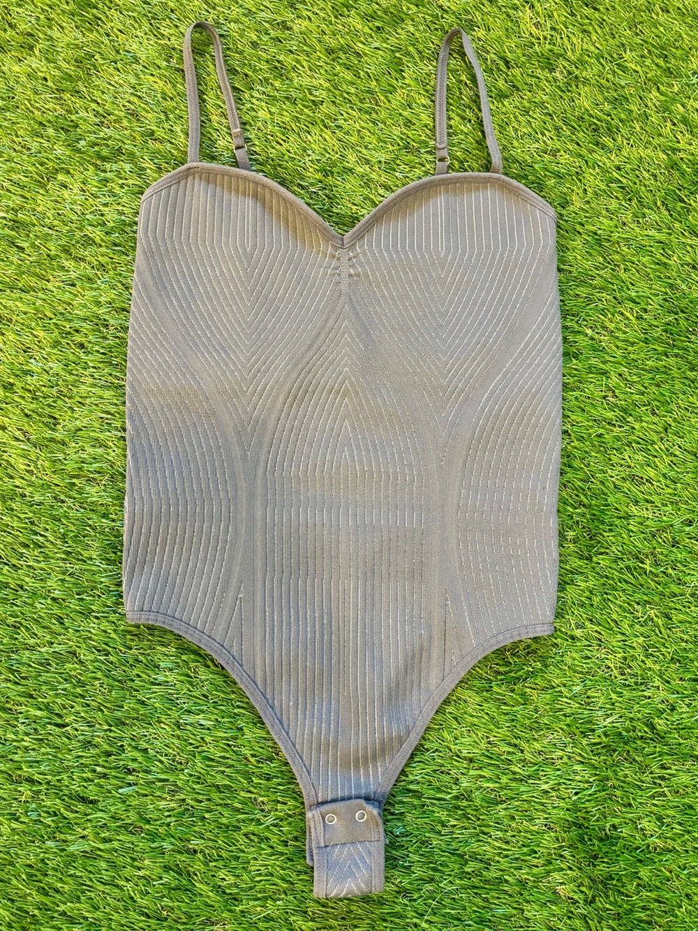Dynamite Black Ribbed Sweetheart Neck Bodysuit XS